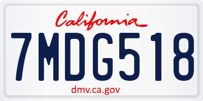 CA license plate 7MDG518