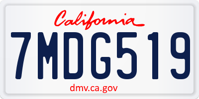 CA license plate 7MDG519