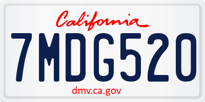 CA license plate 7MDG520