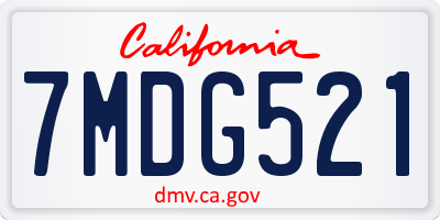 CA license plate 7MDG521