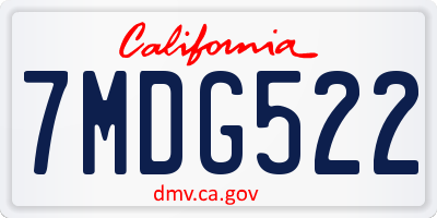 CA license plate 7MDG522