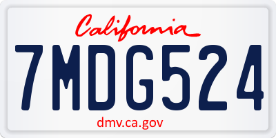 CA license plate 7MDG524