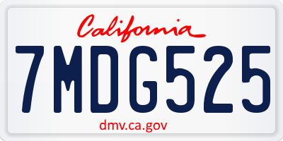 CA license plate 7MDG525