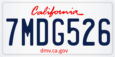 CA license plate 7MDG526