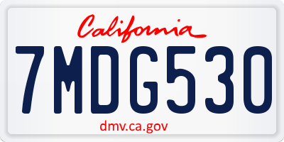 CA license plate 7MDG530