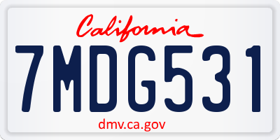 CA license plate 7MDG531