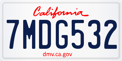 CA license plate 7MDG532