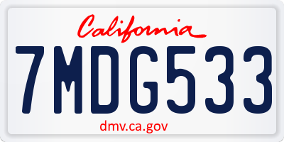 CA license plate 7MDG533