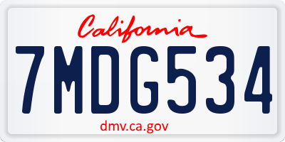 CA license plate 7MDG534