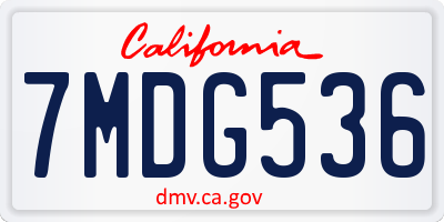 CA license plate 7MDG536