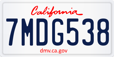 CA license plate 7MDG538