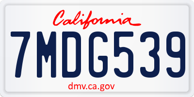 CA license plate 7MDG539