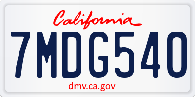 CA license plate 7MDG540