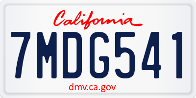 CA license plate 7MDG541