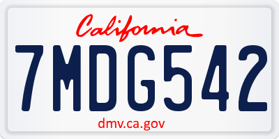 CA license plate 7MDG542