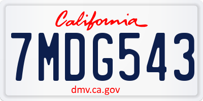 CA license plate 7MDG543