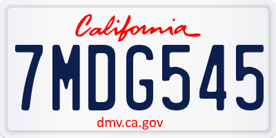 CA license plate 7MDG545