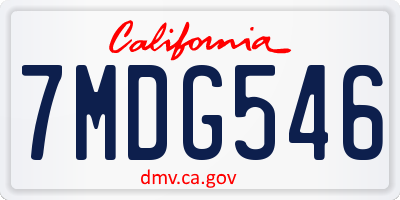 CA license plate 7MDG546