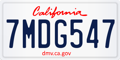 CA license plate 7MDG547