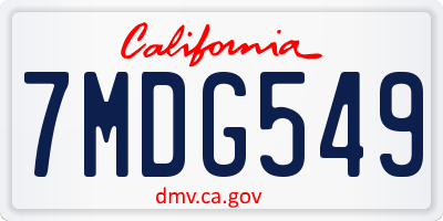 CA license plate 7MDG549