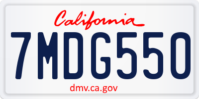 CA license plate 7MDG550