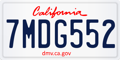 CA license plate 7MDG552