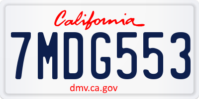 CA license plate 7MDG553