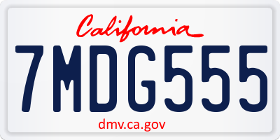 CA license plate 7MDG555