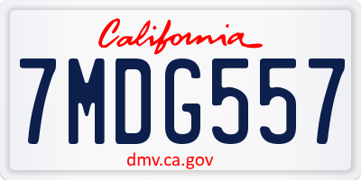 CA license plate 7MDG557