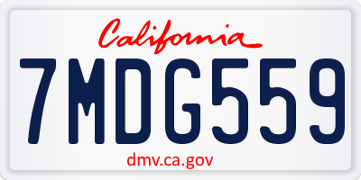 CA license plate 7MDG559