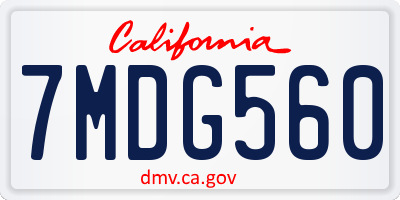 CA license plate 7MDG560