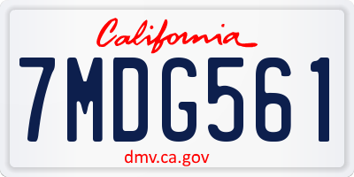 CA license plate 7MDG561