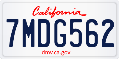 CA license plate 7MDG562