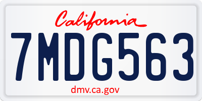 CA license plate 7MDG563