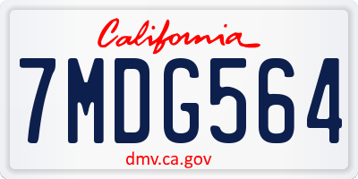 CA license plate 7MDG564