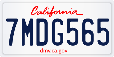 CA license plate 7MDG565