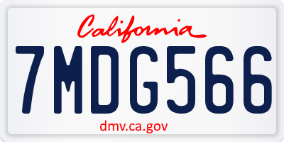 CA license plate 7MDG566