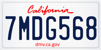 CA license plate 7MDG568