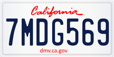 CA license plate 7MDG569