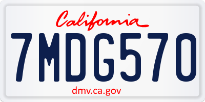 CA license plate 7MDG570