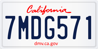 CA license plate 7MDG571