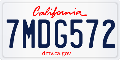 CA license plate 7MDG572