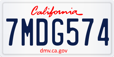 CA license plate 7MDG574