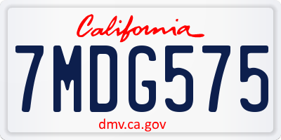 CA license plate 7MDG575