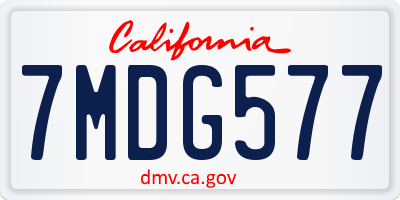 CA license plate 7MDG577