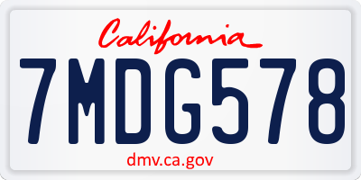 CA license plate 7MDG578