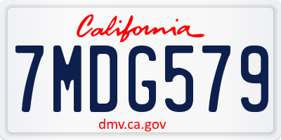 CA license plate 7MDG579