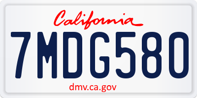 CA license plate 7MDG580