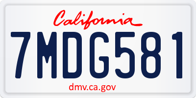 CA license plate 7MDG581