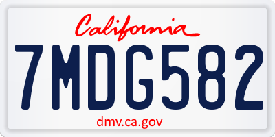 CA license plate 7MDG582